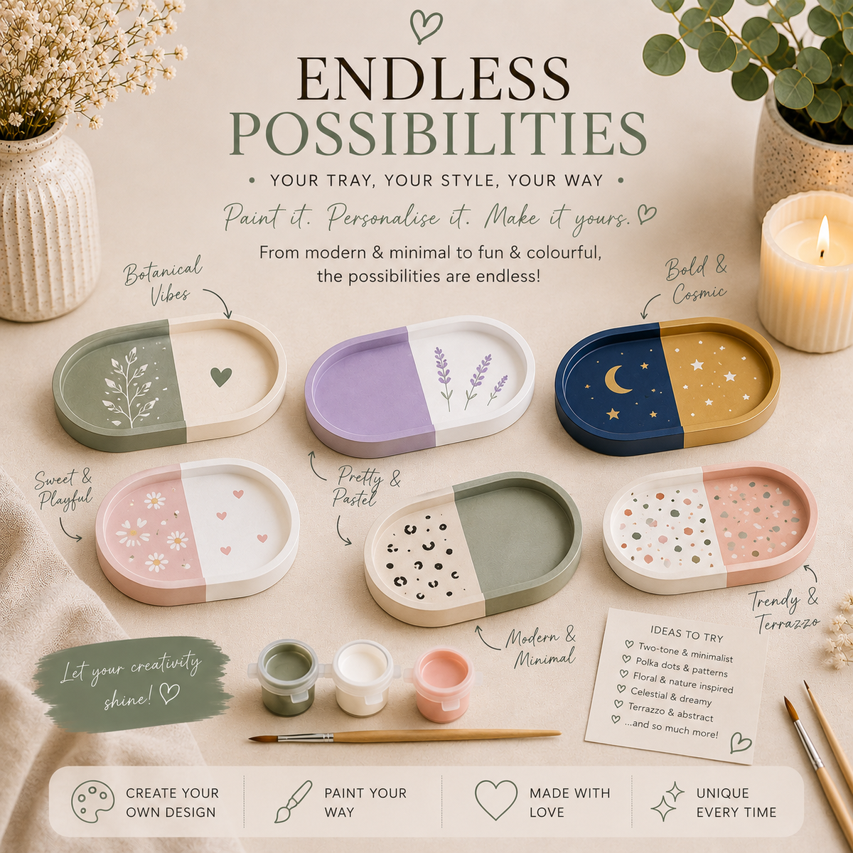 Paint Your Own Trinket Tray Craft Kit