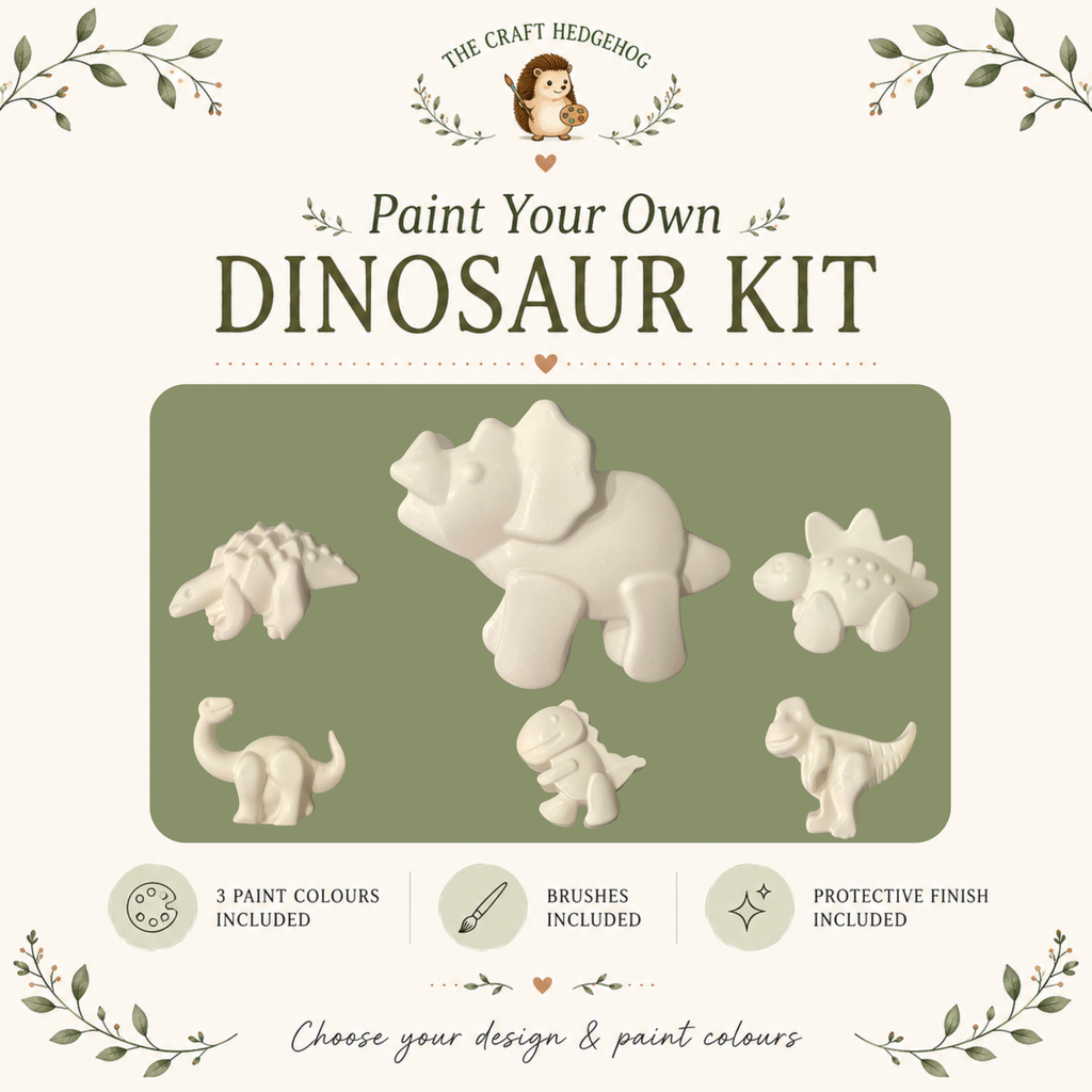 Paint Your Own Dinosaur Craft Kit | Plaster Painting Set with Brushes