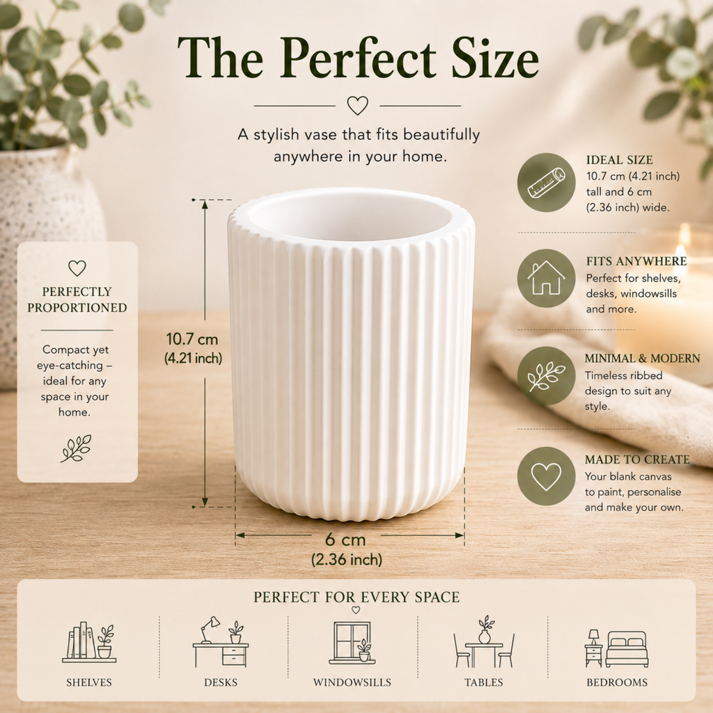 Paint Your Own Ribbed Vase Kit | DIY Ceramic Style Craft Kit | Handmade Gift | Home Décor Activity