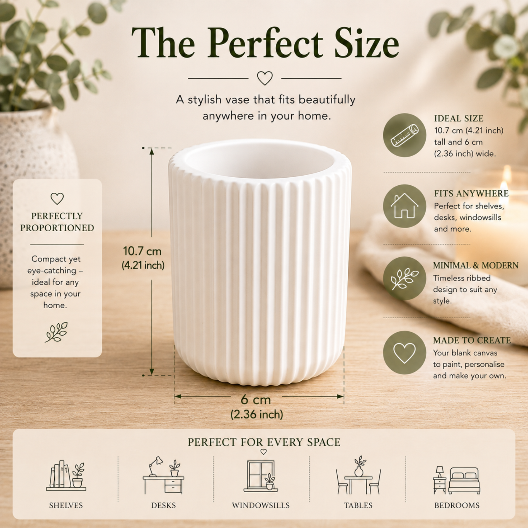 Paint Your Own Ribbed Vase Kit | DIY Ceramic Style Craft Kit | Handmade Gift | Home Décor Activity