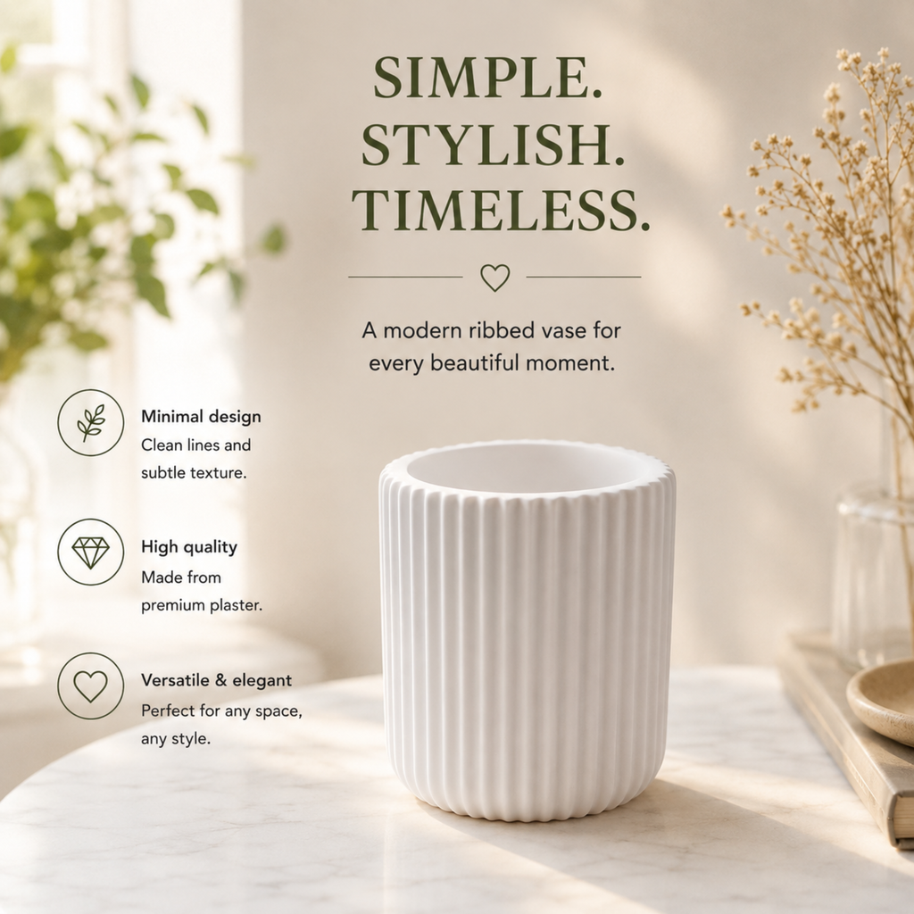 Paint Your Own Ribbed Vase Kit | DIY Ceramic Style Craft Kit | Handmade Gift | Home Décor Activity